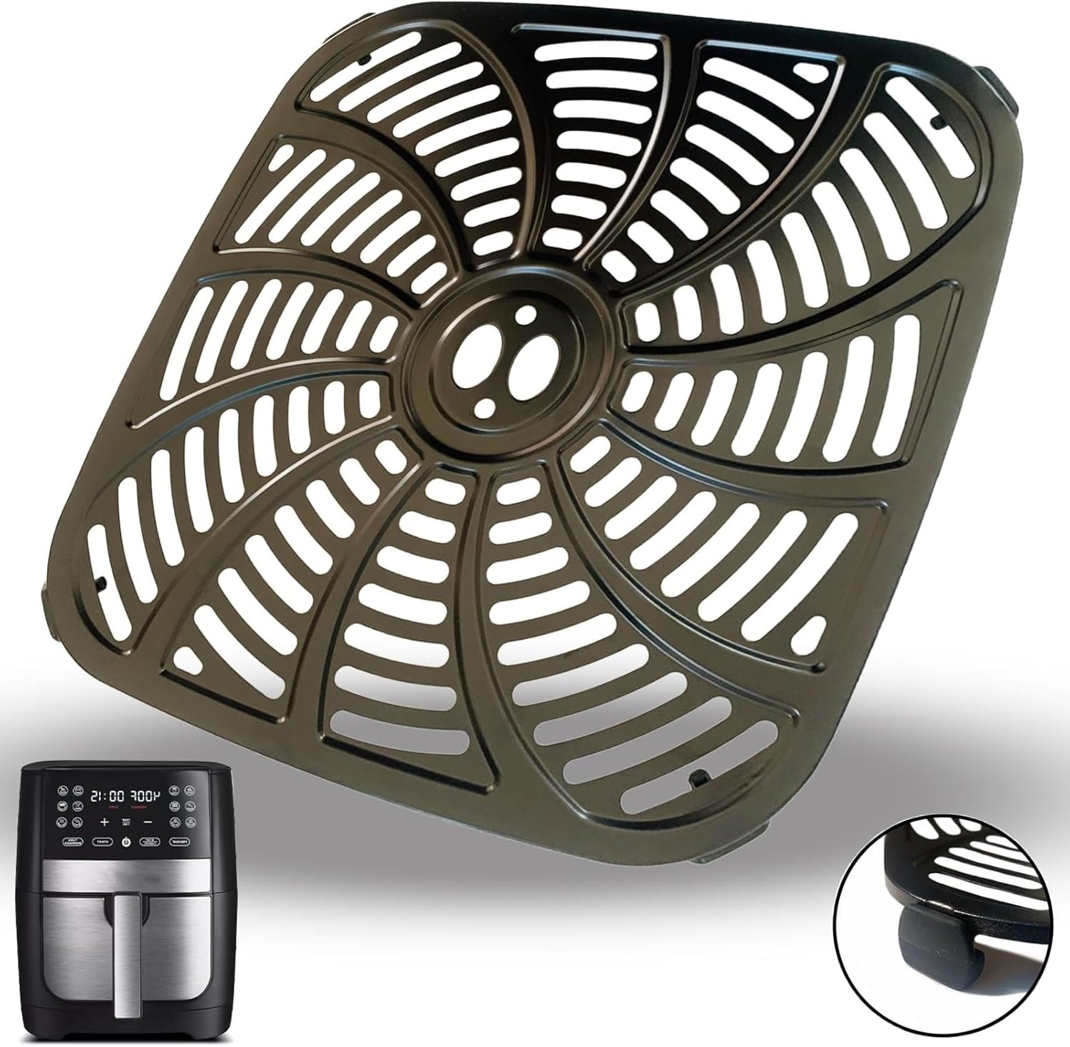 CyHiThai Air Fryer Grill Plate for 8QT Gourmia GAF826 Air Fryers, Upgraded Air Fryer Grill Pan Crisper Plate Tray Rack Insert Grate Grid Shelf for Gourmia 8QT Air Fryers, Nonstick, Dishwasher Safe