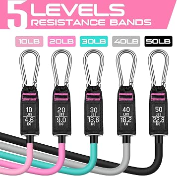 Resistance Bands with Handles, 5 Level Exercise Bands, 150LBS Workout Bands
