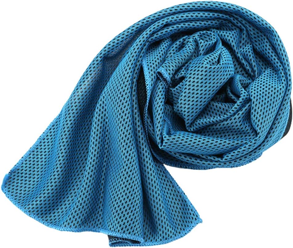 Mggsndi Summer Outdoor Ice Cool Towel,Quick Drying Sweat-Absorbent Sports Towels Breathable Chilly Towel, Microfiber Cooling Towel for Yoga, Running, Golf Use as Neck Wrap Band Headband Sky Blue