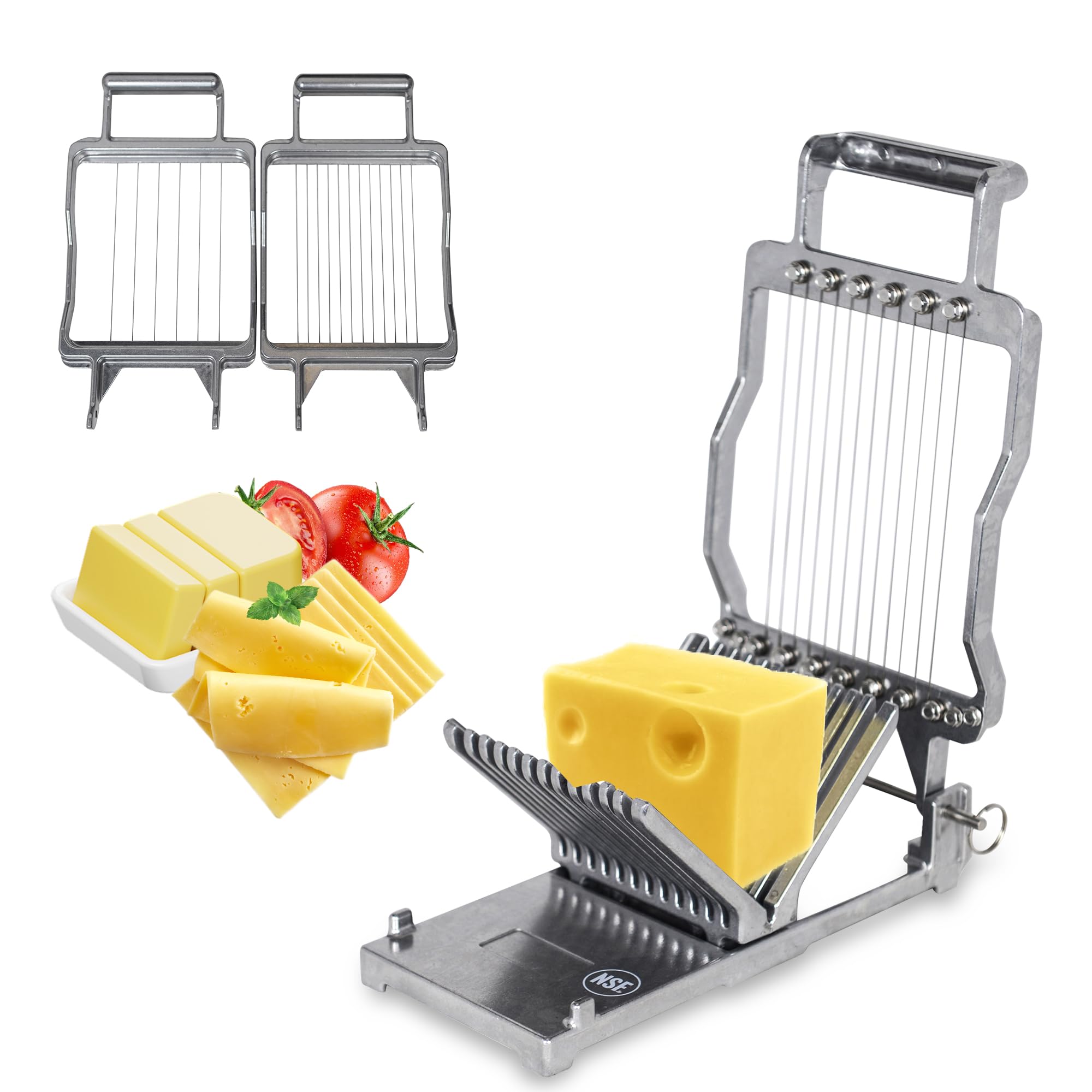 Hakka Cheese Slicer Commercial Block Cheese Cutter with 3/8" & 3/4" Blades, Stainless Steel Butter Cutter for Home & Restaurant Kitchen