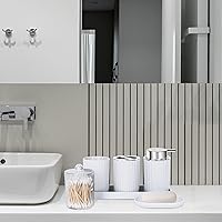 Vista 2 de FEILANDUO Juego de accesorios de baño completo, juego de 8 piezas de accesorios de baño con basura, dispensador de jabón, jabonera, soporte