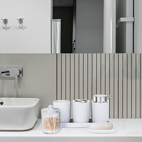 Miniatura 2 de FEILANDUO Juego de accesorios de baño completo, juego de 8 piezas de accesorios de baño con basura, dispensador de jabón, jabonera, soporte para