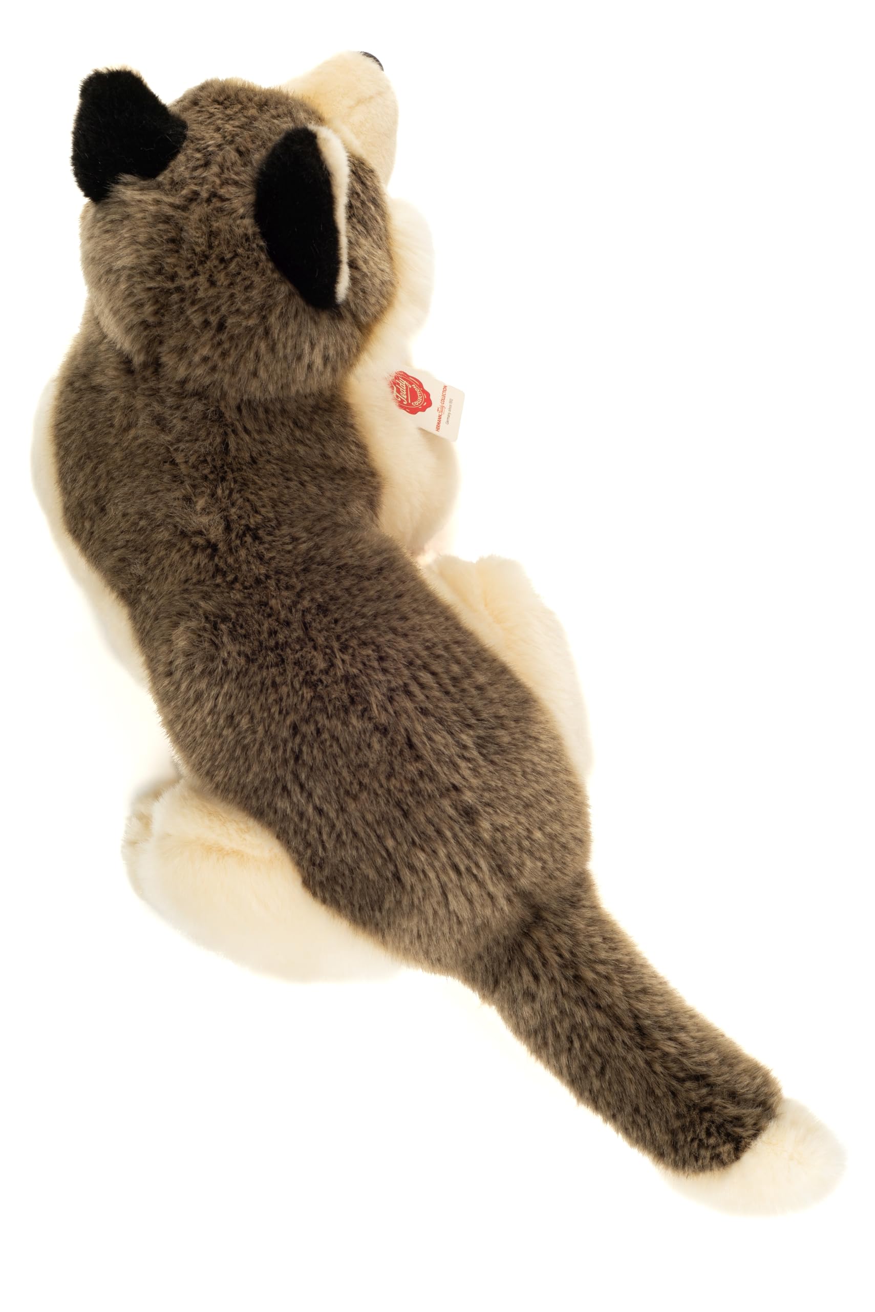 Teddy Hermann 90855 Lobo Tumbado 40 cm, Peluche | Peluche prémium especialmente suave, acabado cuidado, desde 18 meses, lavable, relleno de poliéster reciclado