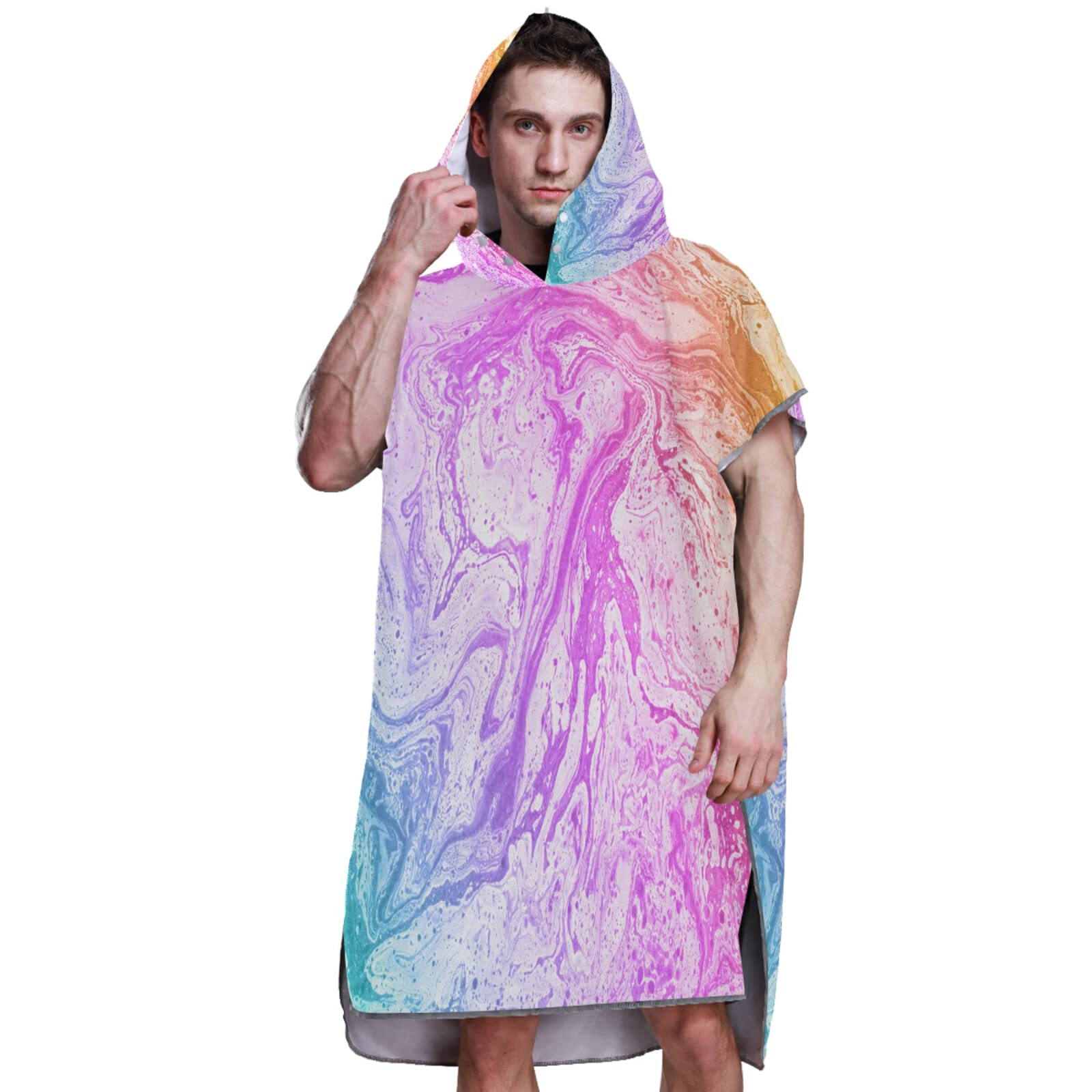 Poncho de surf coloré avec capuche et poche, séchage rapide, en microfibre, pour le bain, la plage, l'extérieur
