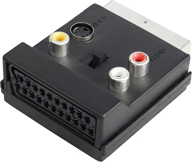 PNGKNYOCN SCART to 3 RCA S-Video Adapter Switchable IN OUT Scart Male to Scart Female S-Video 3 RCA Audio Adapter Converter