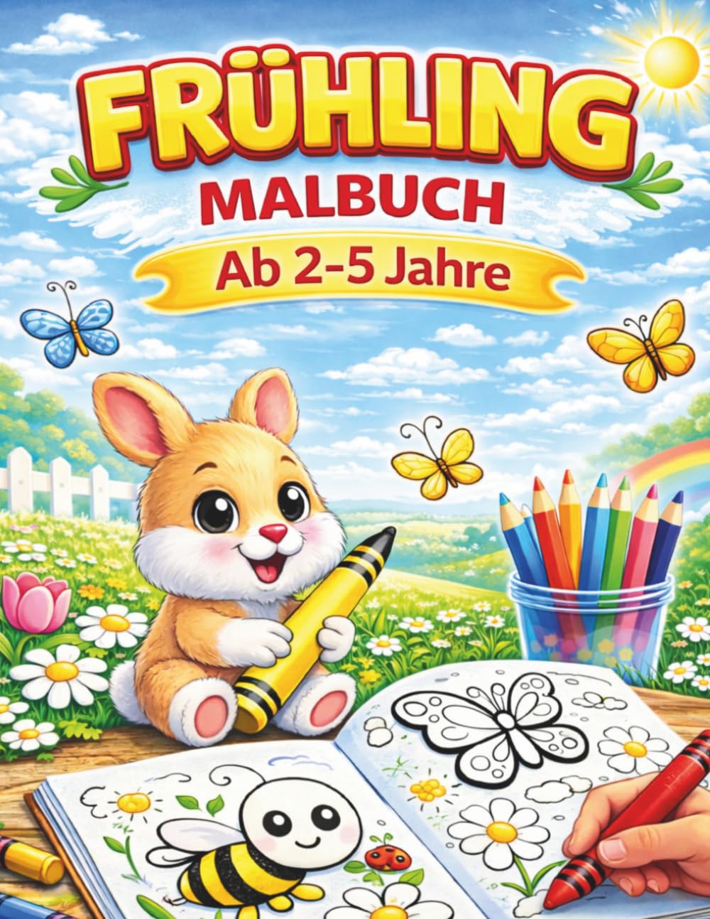 Frühling - Malbuch Ab 2-5 Jahre: Einfaches Ausmalbuch für kleine Kinder