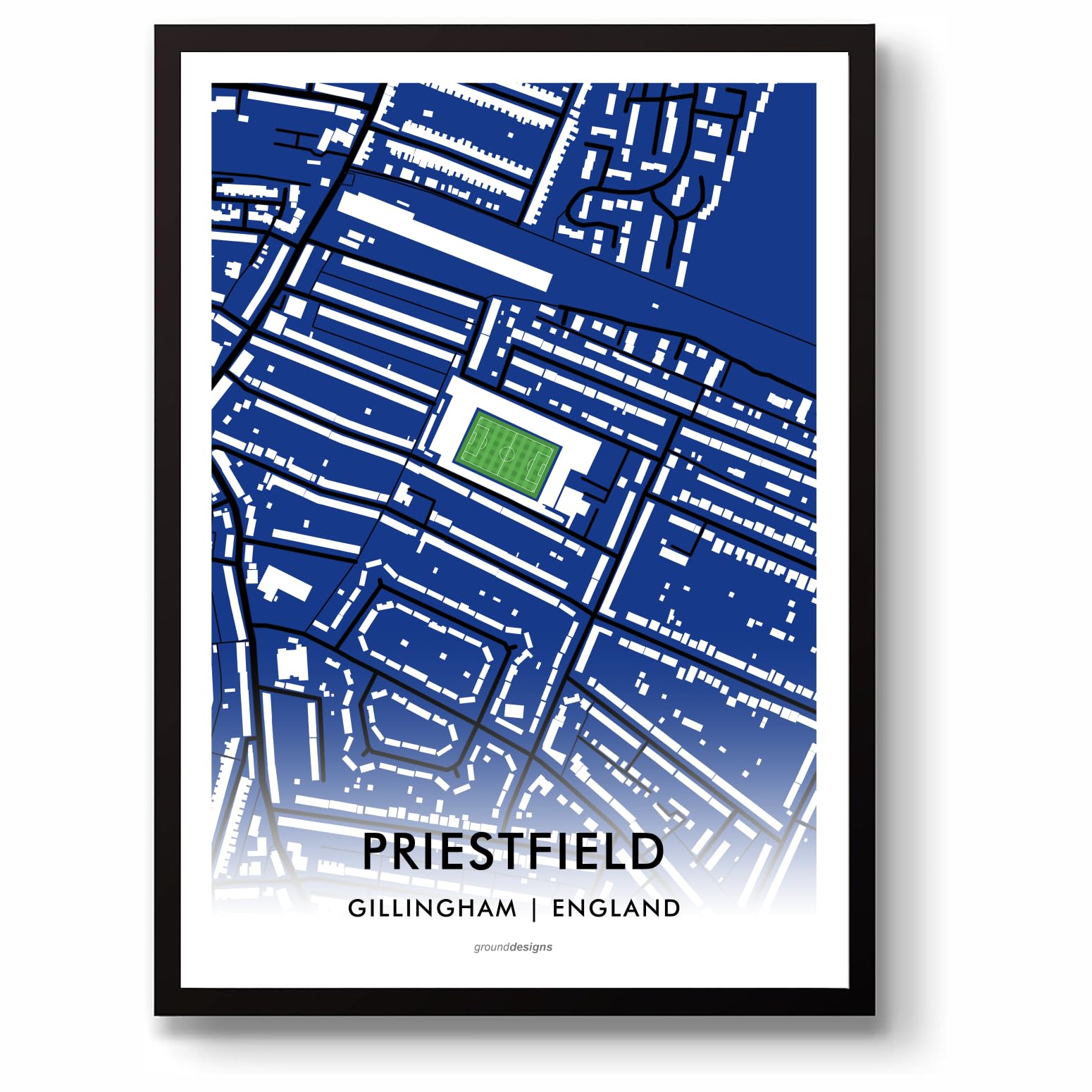 GroundDesigns GILLINGHAM FC Football Gift PRIESTFIELD Stadium Art Map Unframed A3 Print GFC