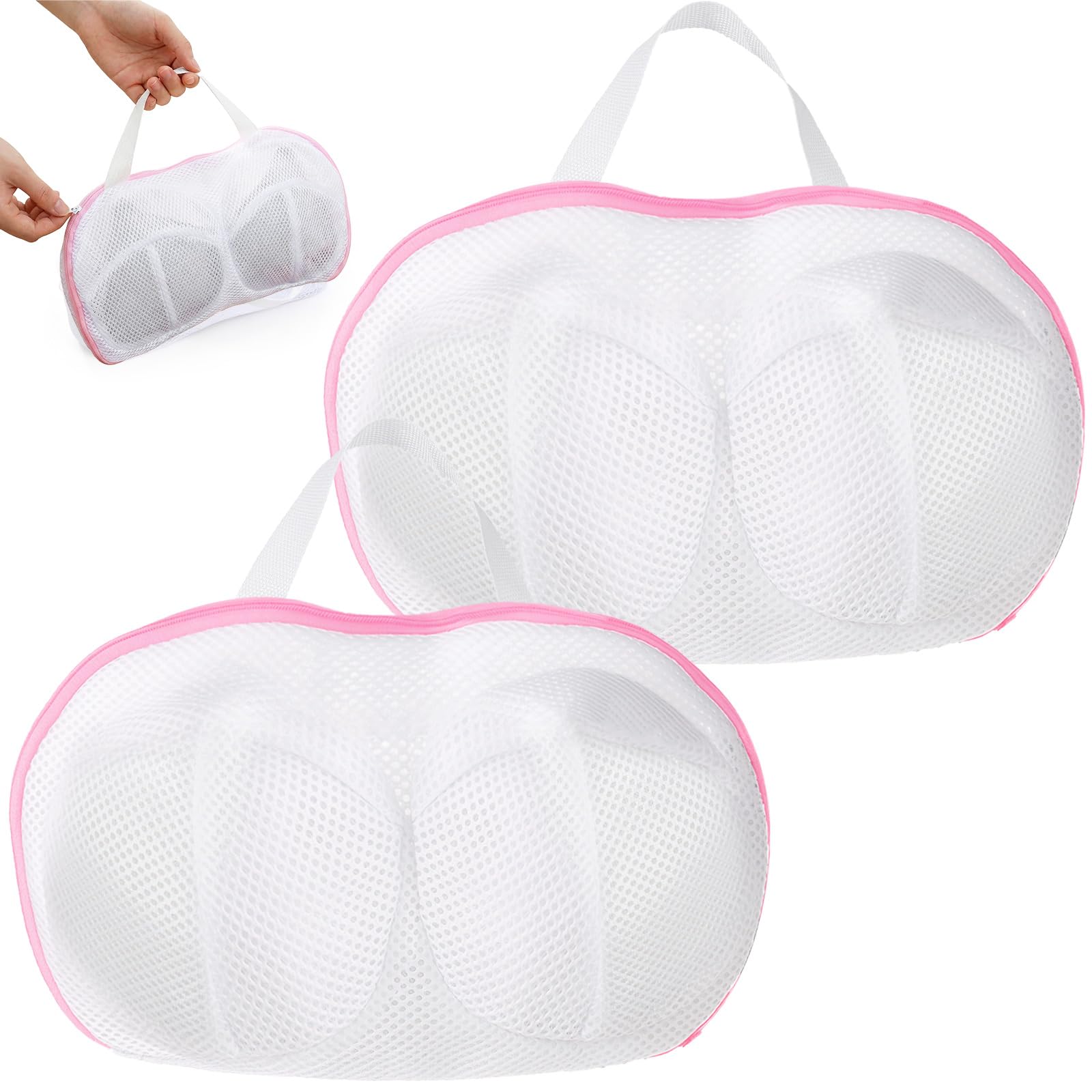 classicseali 2pcs bra mesh laundry bag,laundry bra bag,non-deform 3d protective bras holder for washing machine, for women laundrys storage washings delicates, pink