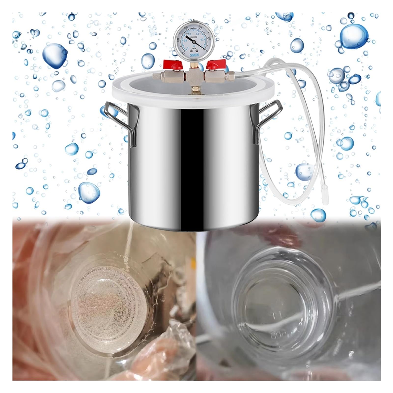 8 10 12 14 16 18 20in Large Dia Vacuum Degassing Chambers, 304 Stainless Steel Resin Vacuum Chamber Kit 2 3 5 6 9 13 19 20 26 Gal, for Epoxy/Plaster/Silicone Degassing(20Gal/75L(DxH 15.7x23.6in/40x6