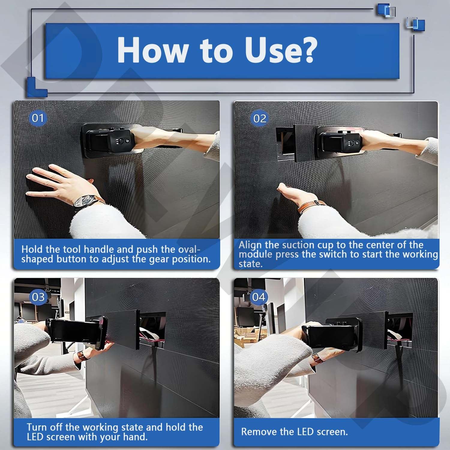 Ventosas elevadoras eléctricas con pantalla LED para pantallas curvas, herramienta de vacío de mano para una fácil instalación y extracción de azulejos, juego de 2 piezas