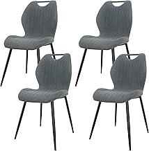 JIJIAN Lot de 4 Chaises de Salle à Manger, Chaise de Cuisine, Chaise tapissée, Chaises de Salon, Dossier en Tissu et Pieds en Métal, Idéales pour Salle à Manger, Cuisine, Salon, Grise