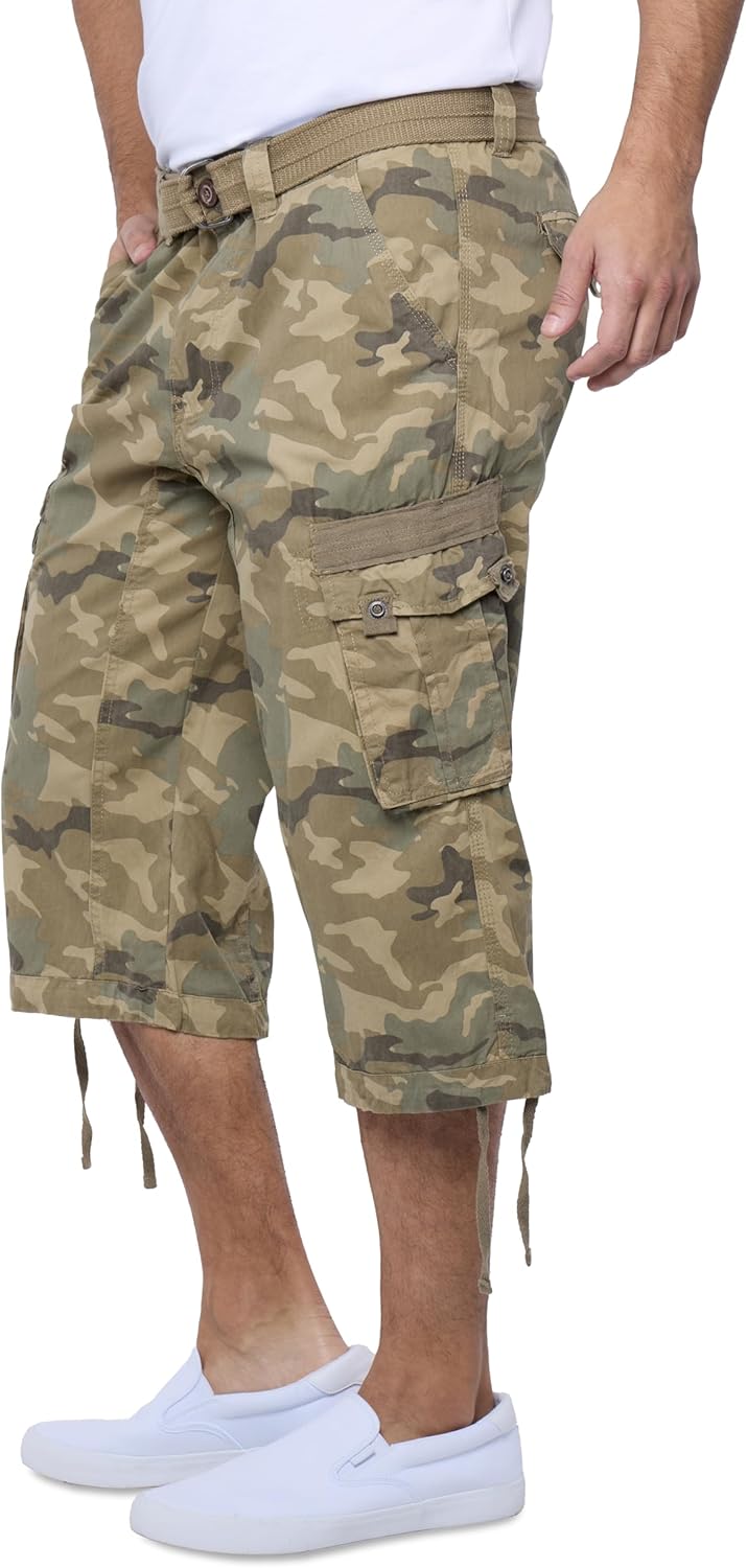 X RAY Men's Belted Long Cargo Shorts for Men, Below Knee Length Mens Cargo Shorts, 3/4 Pants (Big and Tall Shorts for Men) - Image 4