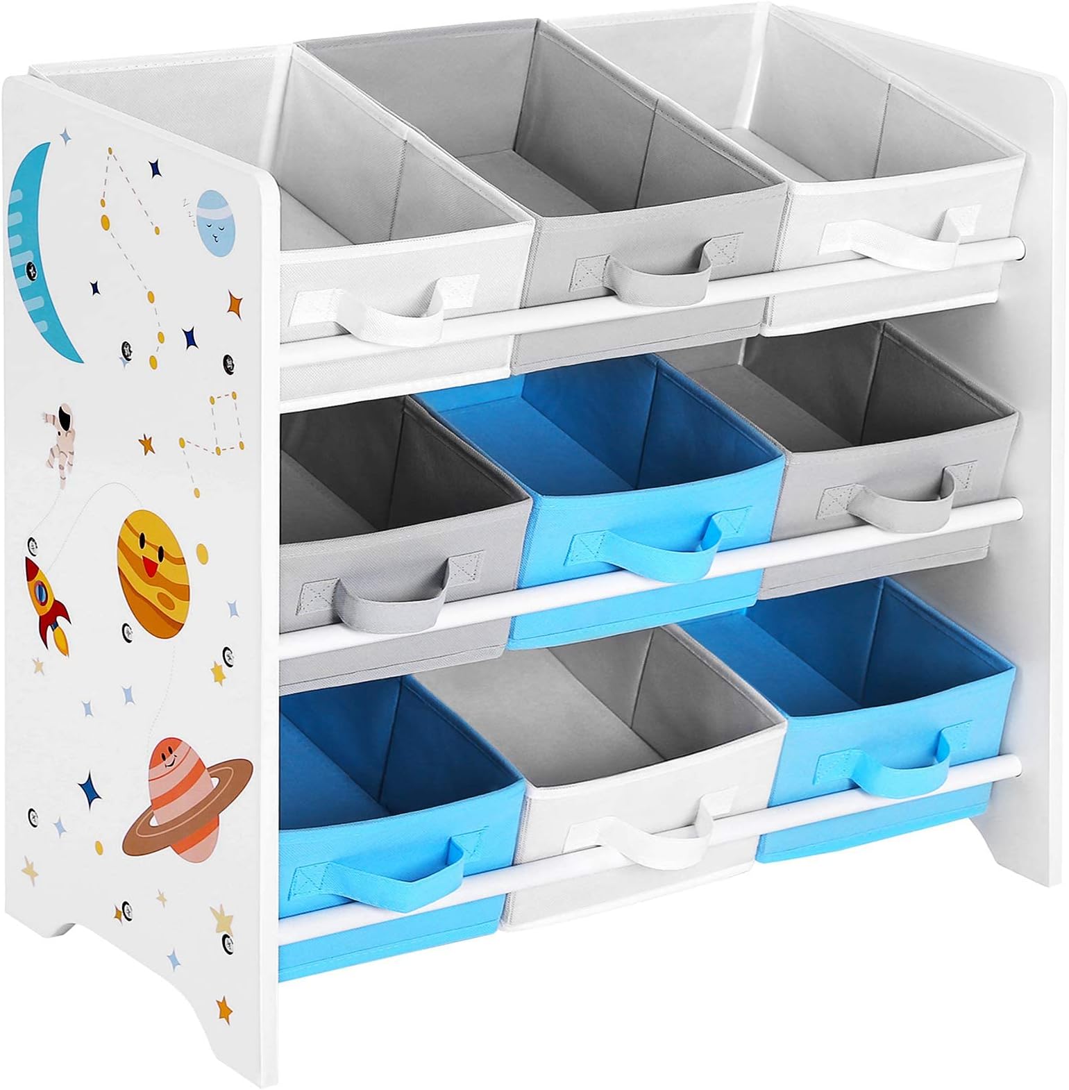 Bibliothèque pour enfants, étagère à jouets en bois avec compartiment à 3 niveaux et 2