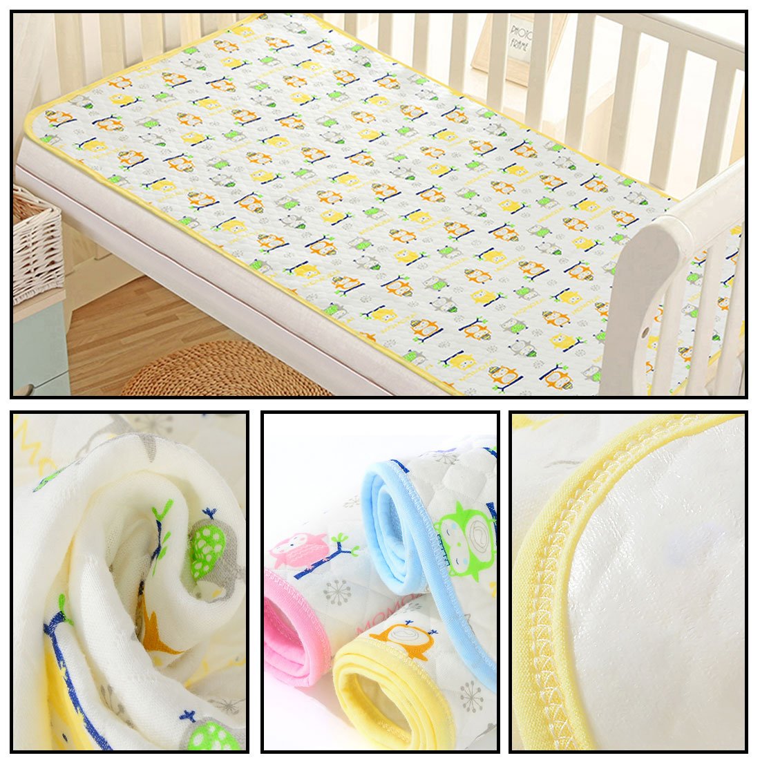 Protezioni Coprimaterasso Impermeabile per Bambino Neonato, Grandi Dimensioni 105 * 70 CM Tappetino Cambio Pannolino-Lenzuola Lavabile e Riutilizzabile per Viaggio, Casa, Lettino Rosa
