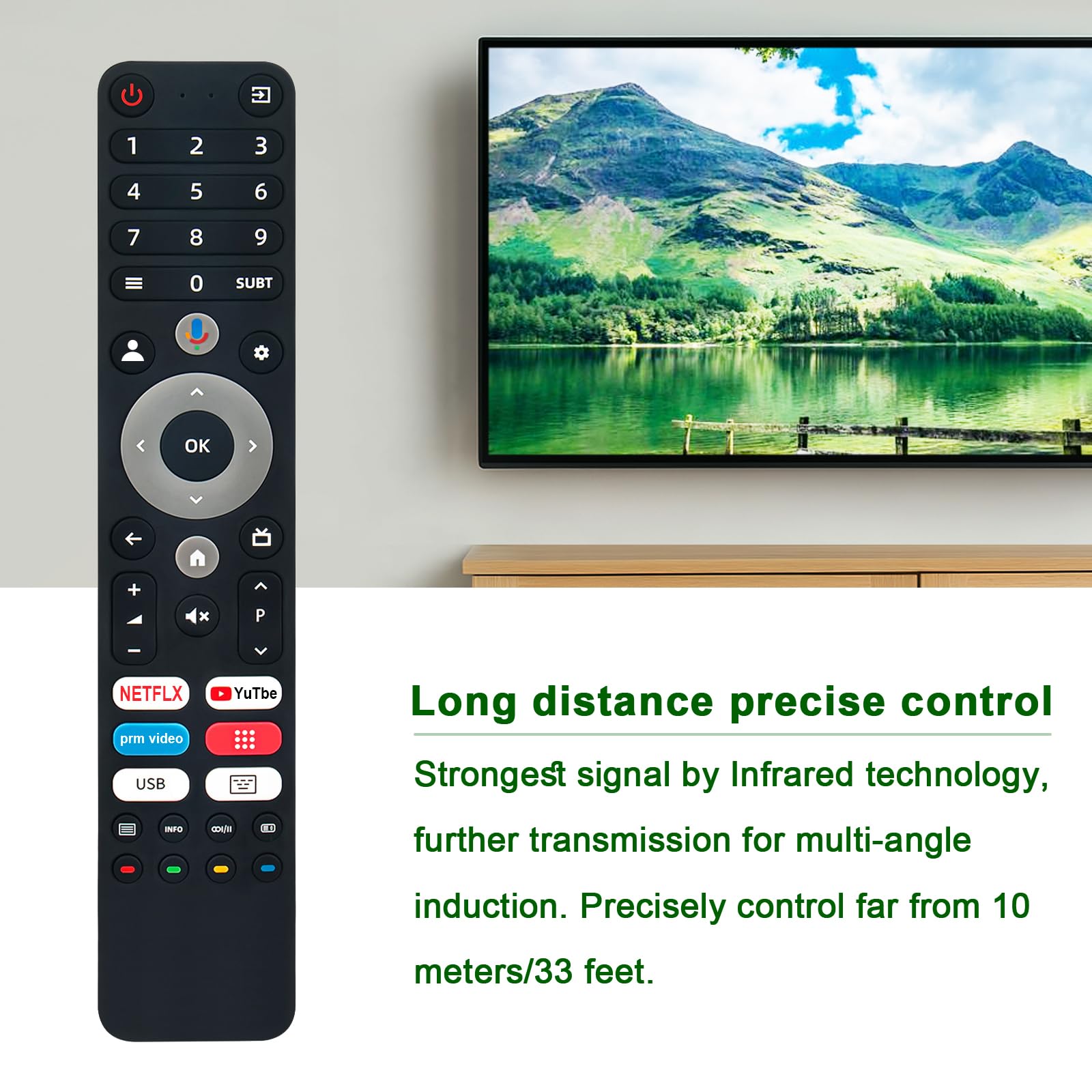 Telecomando Vocale VINABTY Per TV OK. QLED – Sostituto Per Modelli OTV 55/43/50AU-5023C