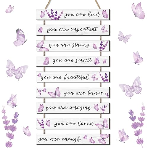 Burbell 9 Pcs Christmas Purple Butterfly Inspirational Wall Decor Butterfly