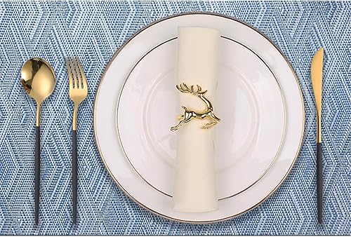 Miniatura 13 de Manteles individuales de plástico, juego de 6 manteles individuales lavables antideslizantes para mesa de comedor, manteles individuales de mesa