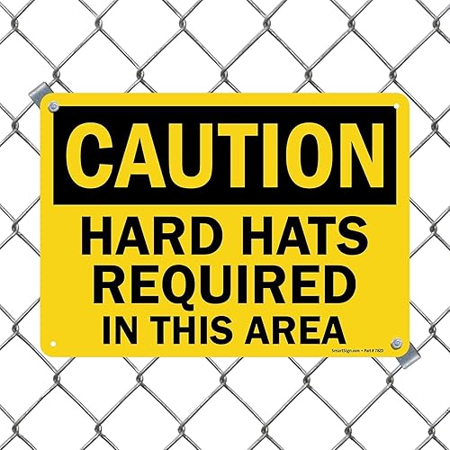 Miniatura 2 de SmartSign -S-2152-AL Letrero "Precaución - Se requieren cascos en esta área"  Aluminio de 10" x 14" - Negro sobre Amarillo