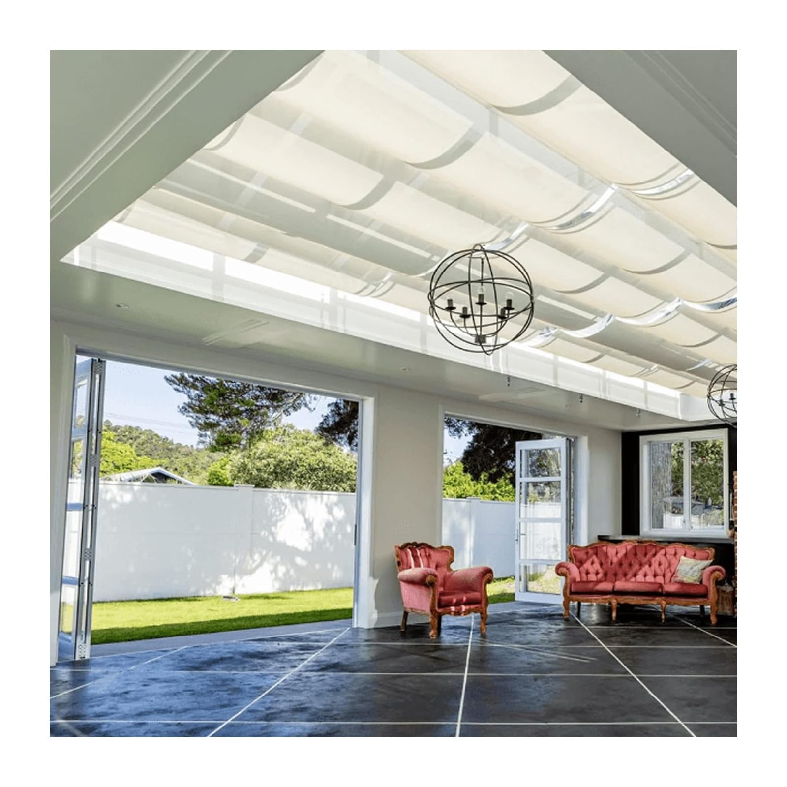 Voile d'ombrage ondulée auvent extérieur pergola en U robuste et forte