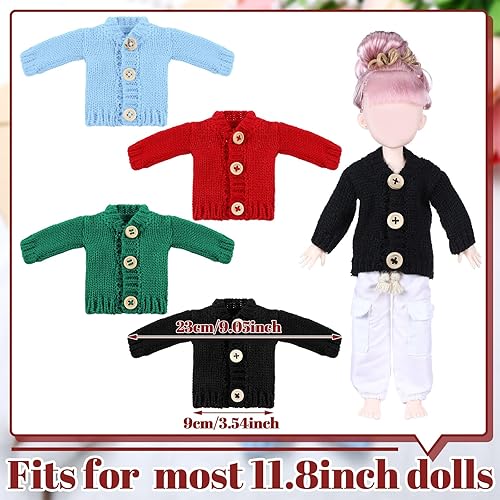 Miniatura 9 de Bencailor 4 piezas de ropa de muñeca de 11.5 pulgadas, suéter de primavera con capucha de 11.5 pulgadas, accesorios de muñeca, conjunto de suéter