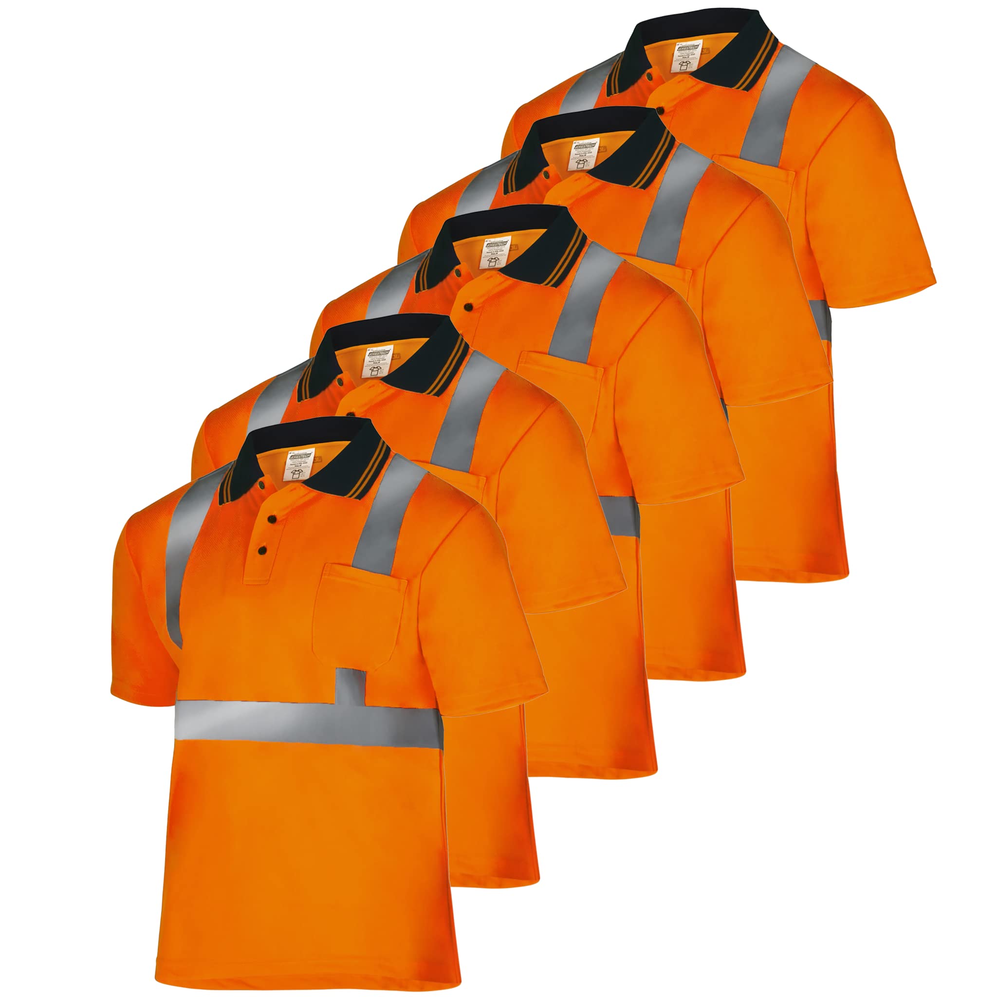 JORESTECH Safety Polo Shirt Reflective High Visibility Short Sleeve ANSI Class 2 Level 2 Type R PS-02