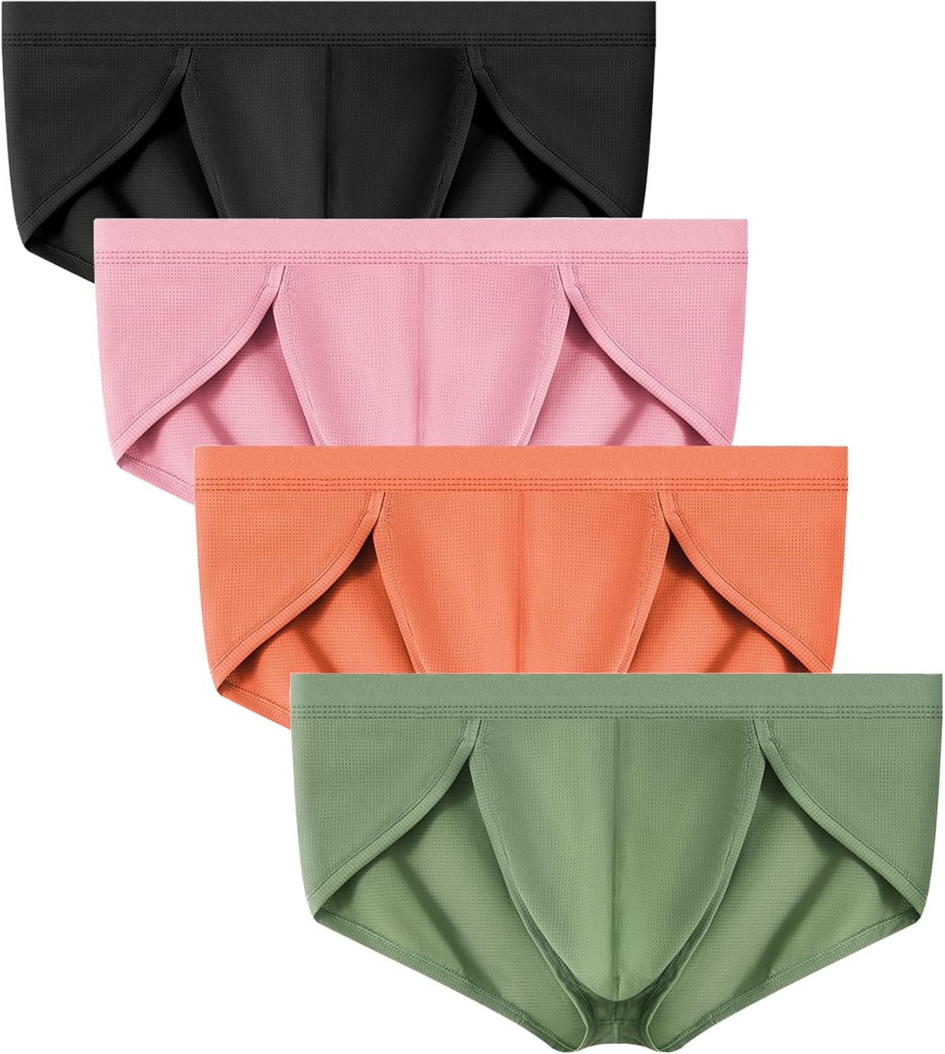 WINDAY Men's Briefs Ice Silk Mesh Low Rise Bikini Briefs and Breathable Underwear