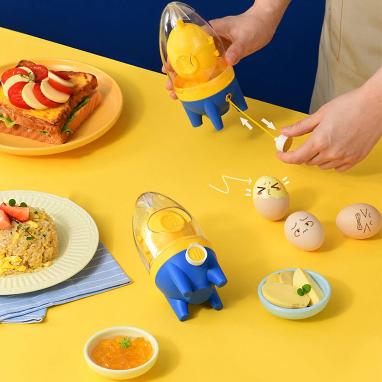 Sbattiuova Manuale, Scrambler per Uova Scrambler in Silicone Frusta Albume D'uovo E Tuorlo Frullatore per Uova Scrambler per Fare Uova d'oro Sode(Giallo)