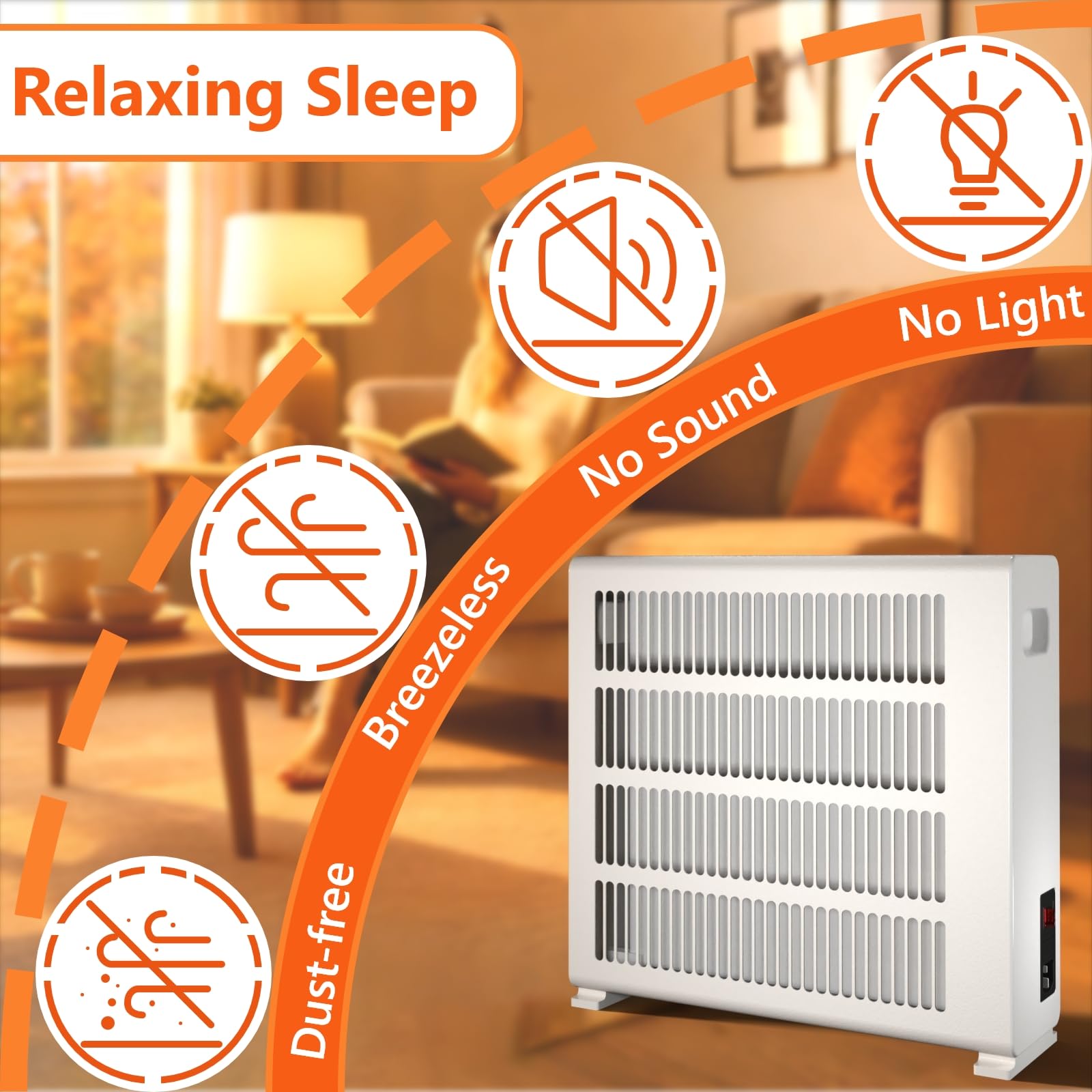 Calefacción eléctrica de 500 W, calefacción convectora con ruedas de suelo, dispositivo eléctrico silencioso, de pie, radiador con termostato