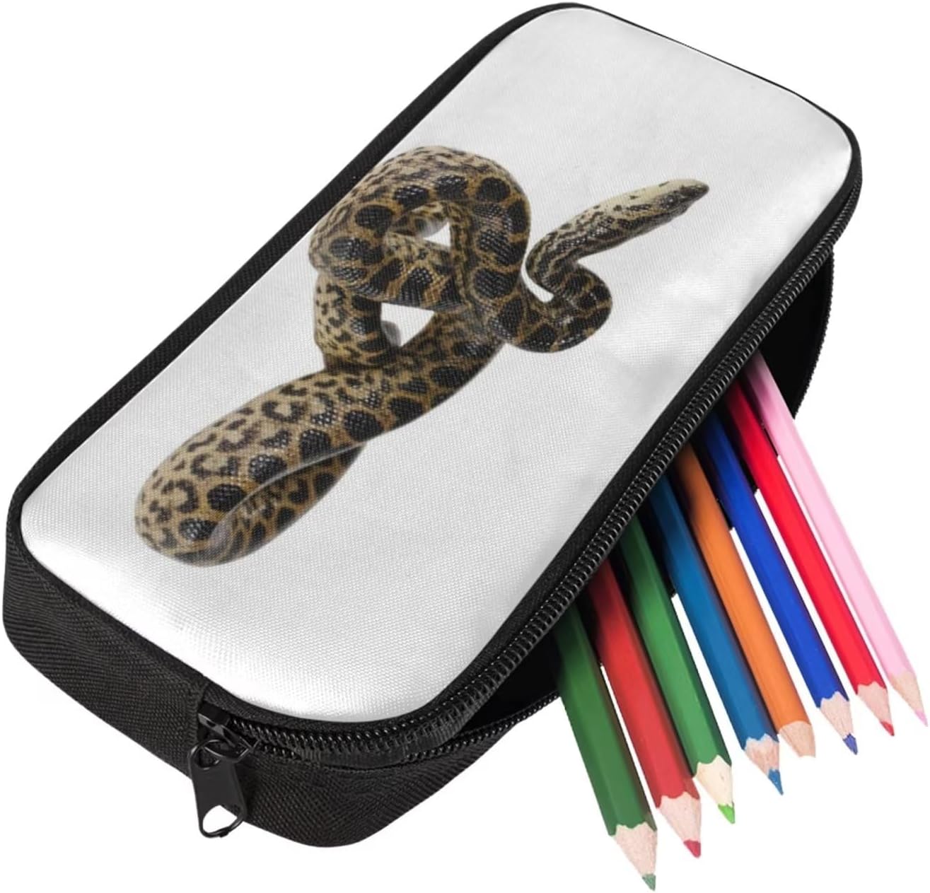 Kids Novelty Animal Backpack and Lunch Box for Boys Girls Student Lightweight 17 Inch School Snake Anaconda Backpack with Lunch Bag Pencil Case Kids Comfy Padded Black Large Bookbag