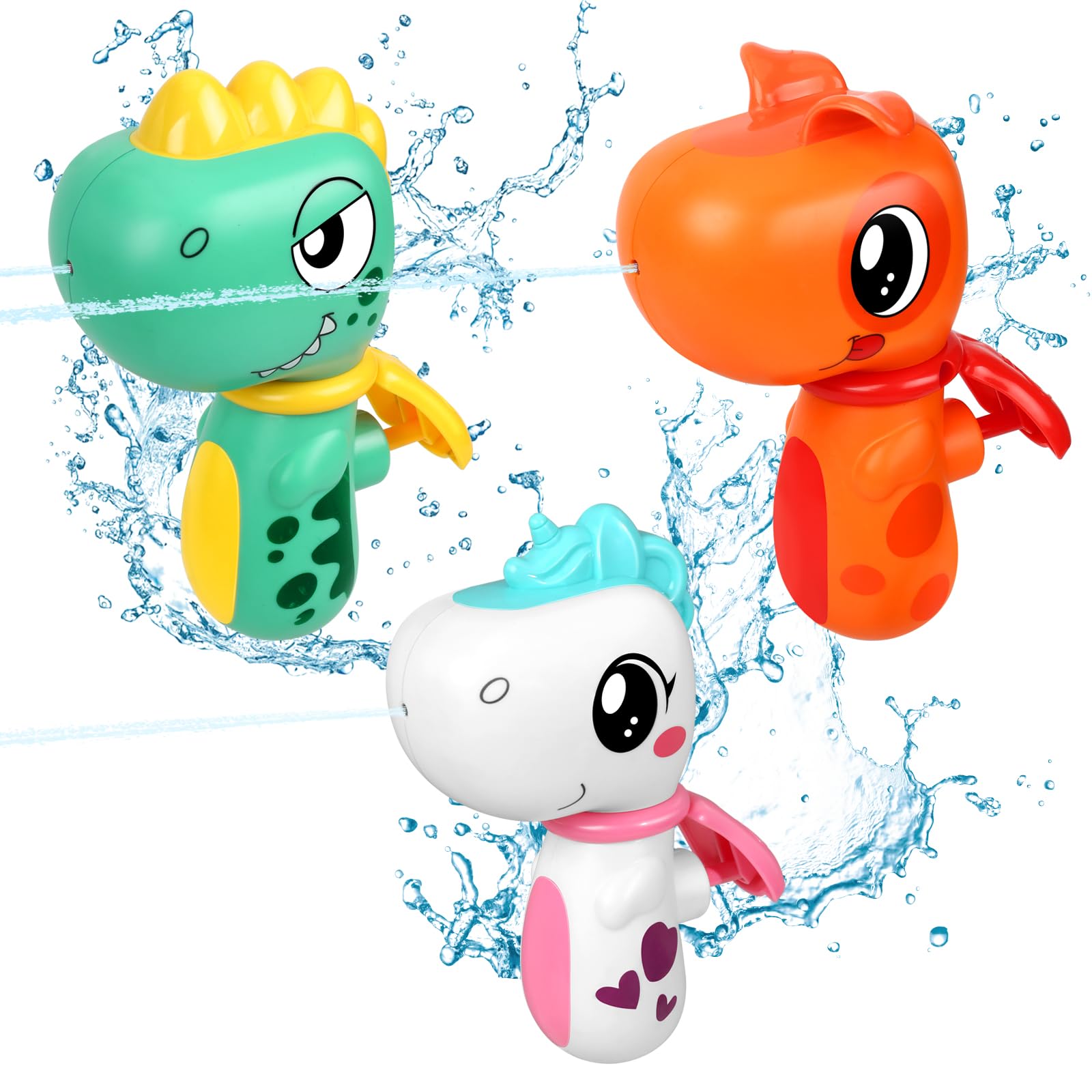 Dolanus Water Gun Toys 3 Pack, Toys for Kid 3 4 5 8 12 Year Old Boys, Squirt Pistol Water Guns for Kids Toddlers, Dinosaur Unicorn Toy for Pool Outdoor Outside Backyard