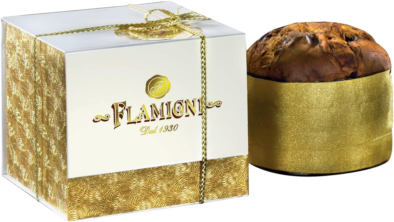 Flamigni Panettone Milano Hand-Wrapped Elegant Luxury Gift Box 2Kg, Gold or Bronze
