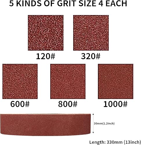 Miniatura 2 de Mini cinturón de lijado de lijado de 1.2 pulgadas x 13 pulgadas 1203206008001000 grano 1203206008001000