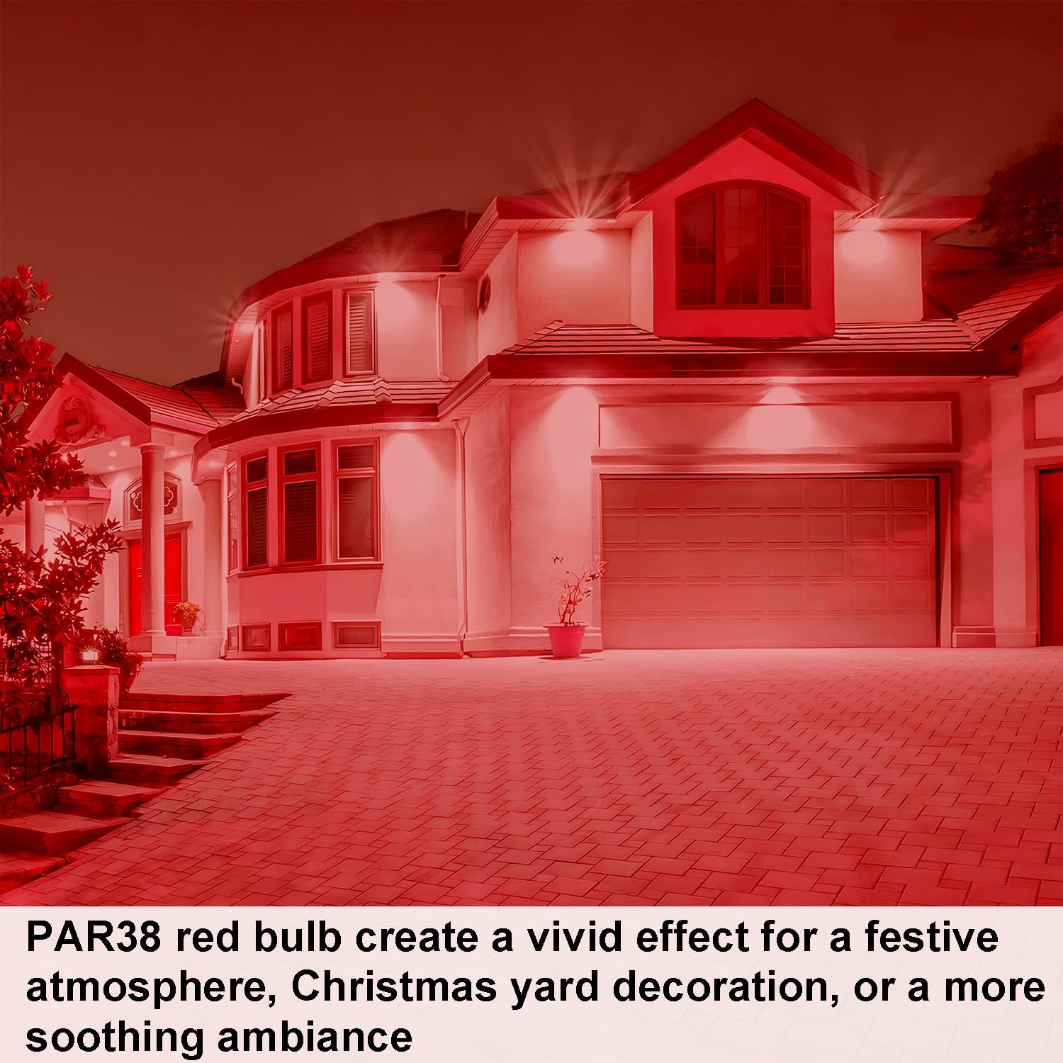 LED PAR38 Outdoor Flood Light Bulbs Red, 2 Pack 700LM LED PAR38 Red Dimmable 15W, Equivalent 100W, No Flicker PAR 38 Bulb 120V, E26 Base for Home Holiday Lighting Party Decoration.