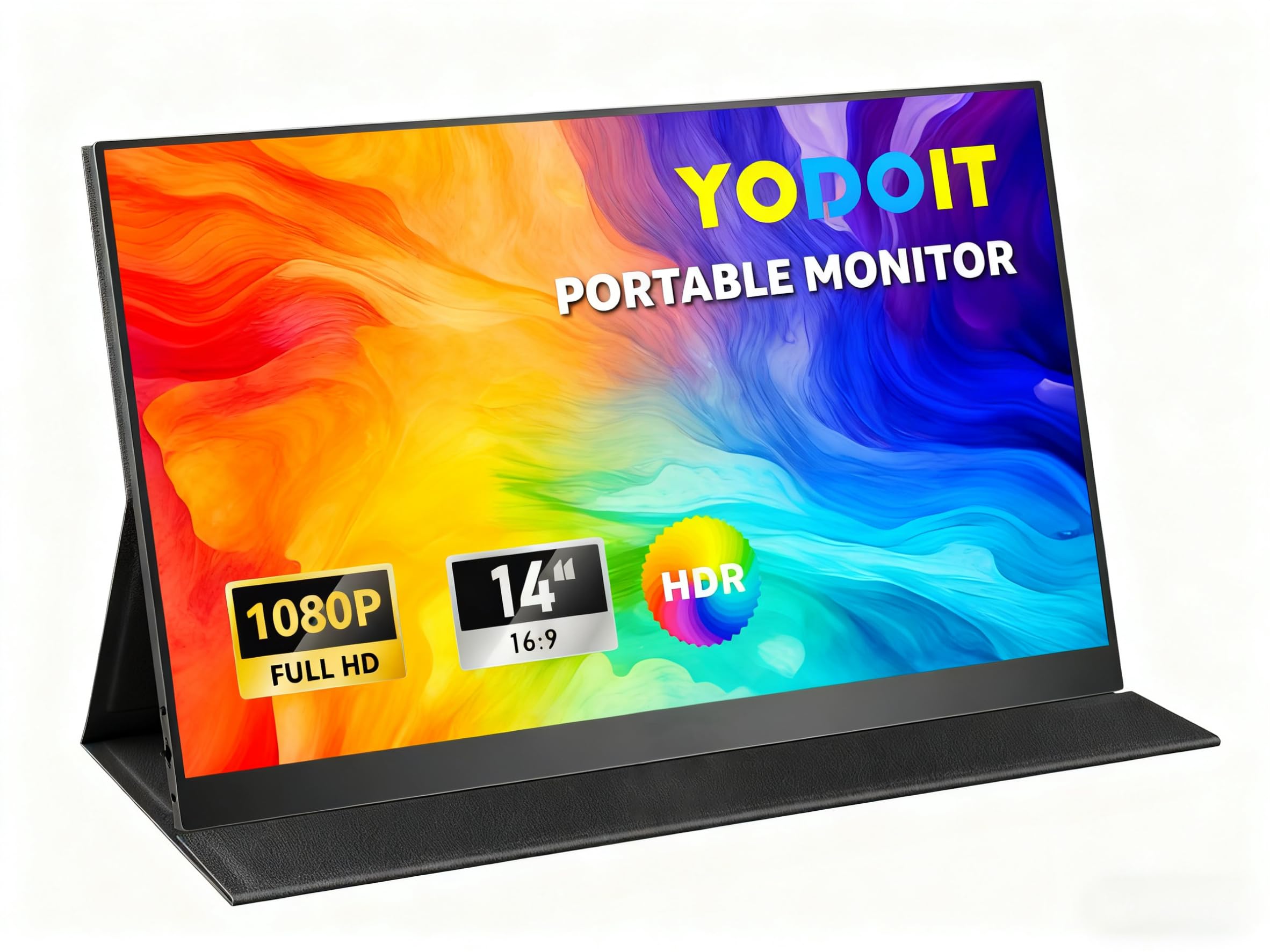 Yodoit Monitor portatile 14 pollici 1920 × 1080 100% sRGB FHD Schermo IPS Display con USB Tipo C Altoparlanti incorporati Cura degli occhi per PC, laptop, MacBook, Xbox, PS 3/4/5, Switch