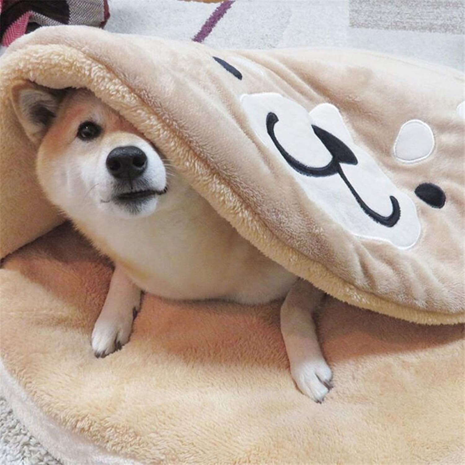 かわいい 犬用マット 柴犬柄 保温布団 新作販売 防寒 暖かい ペットハウス 寝具 フワフワ 肌触り良い 隠れ家 うたた寝 通年使える あったかベッド 8cm 安全感 クッション 室内用える 洗濯可 85 清掃しやすい