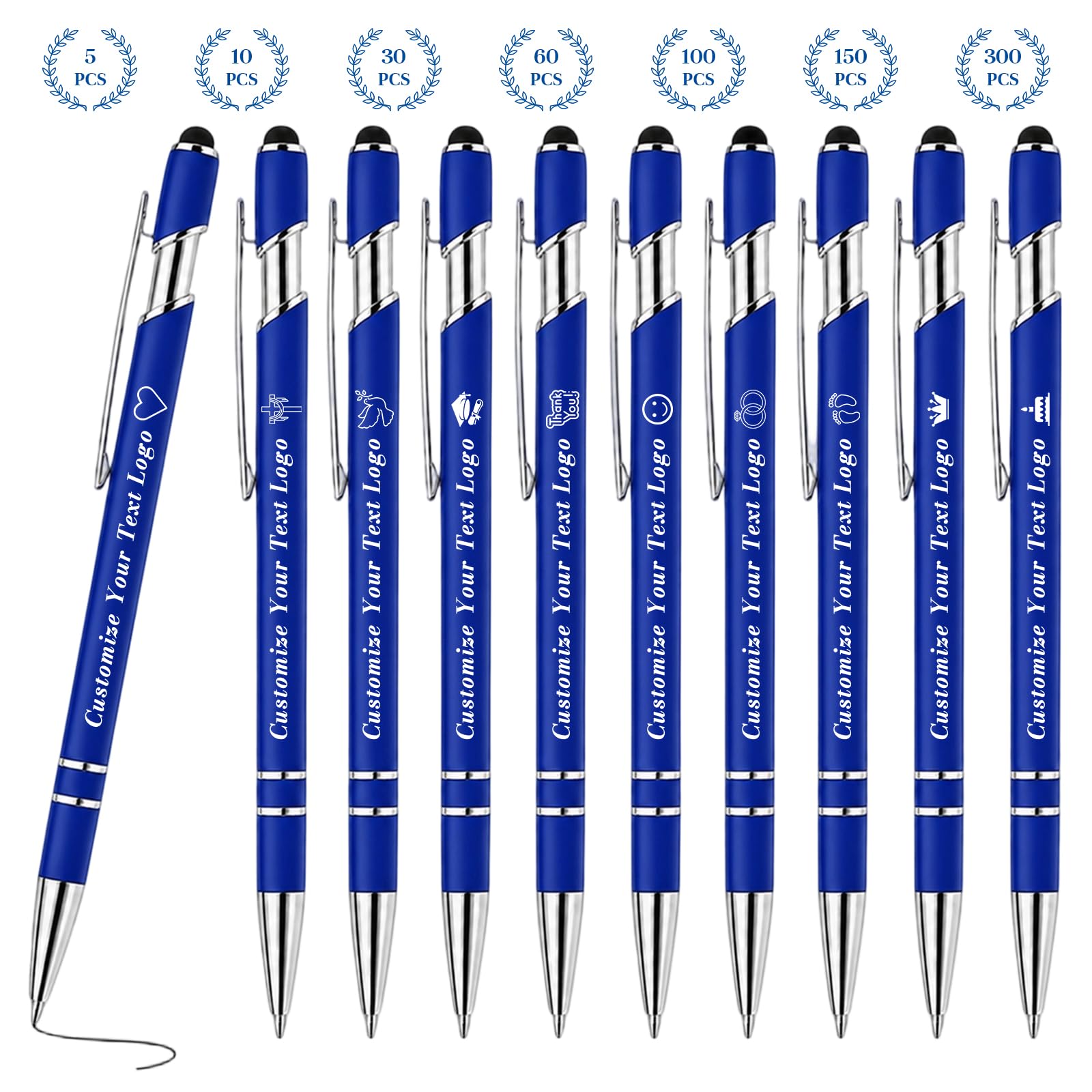 VJY Personalised Pen Bulk with Stylus Tip Customised Logo & Text Engraving