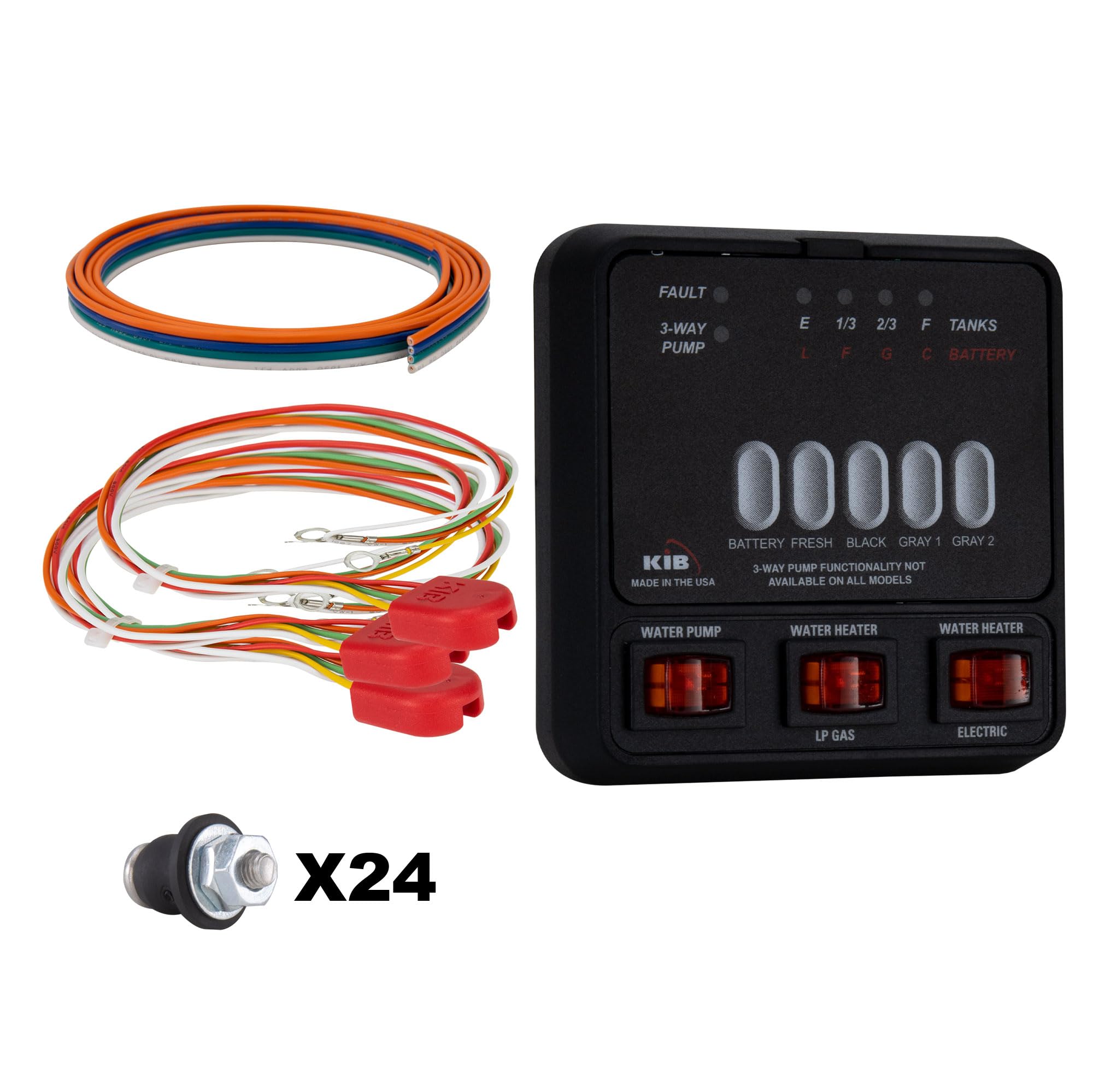 RV Tank Sensor Monitor Panel M25 | KIB Replacement | Panel Only | Fresh Water or Holding Tank Level Sensor (Black)