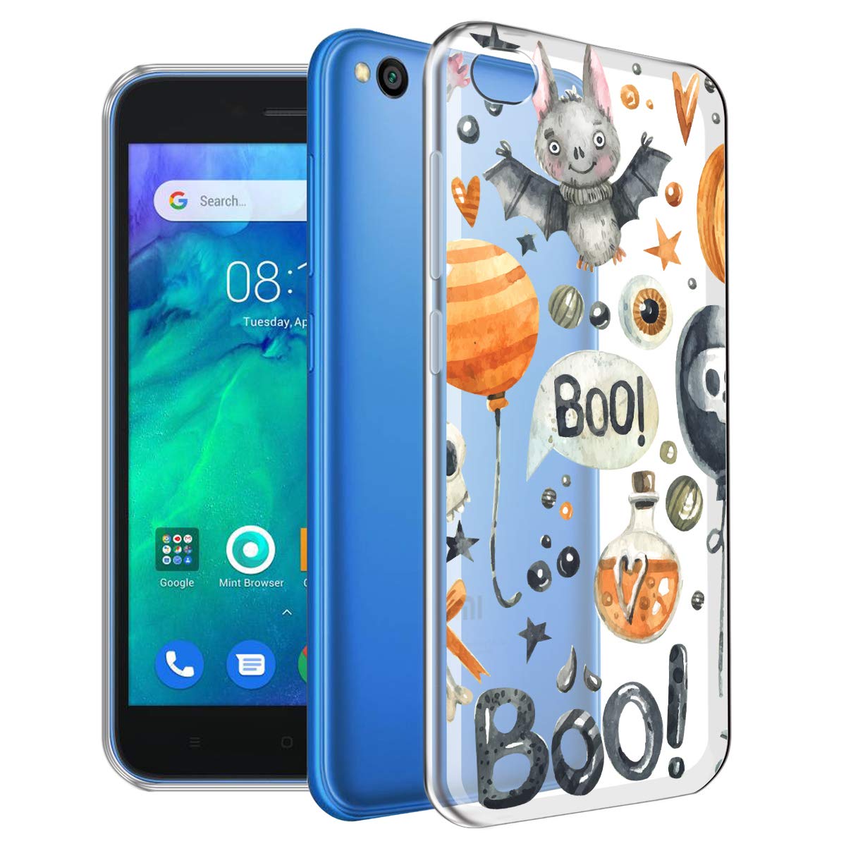 Fashionury ''Boo'' Printed Mobile Back Cover for Mi Redmi Go Transparent Printed Back Cover/Xiaomi Redmi Go Back Cover/Redmi Go Designer Printed Back Case & Covers