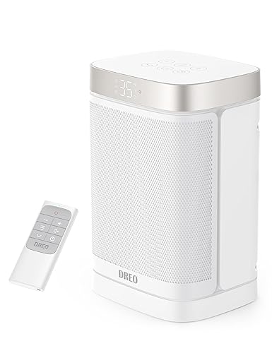 Dreo 1500W Electric Space Heater, 70° Oscillating Portable Heaters, PTC Ceramic Heater with Thermostat, Remote Control, 3-Mode 3-Speed, 12H Timer, Overheat & Tip-Over Protection, ECO-Mode, White - White - Standard