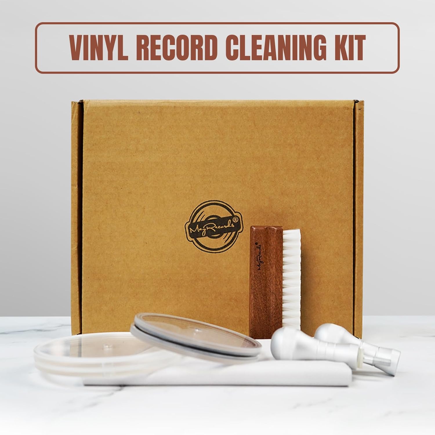 sdroceRyaM EP/LP Vinyl Record Clean Label Saver Protector Waterproof Record Cleaner Clamp Care Aluminum Handle Acrylic Board Vinyl Record Cleaning Brush and Cloth