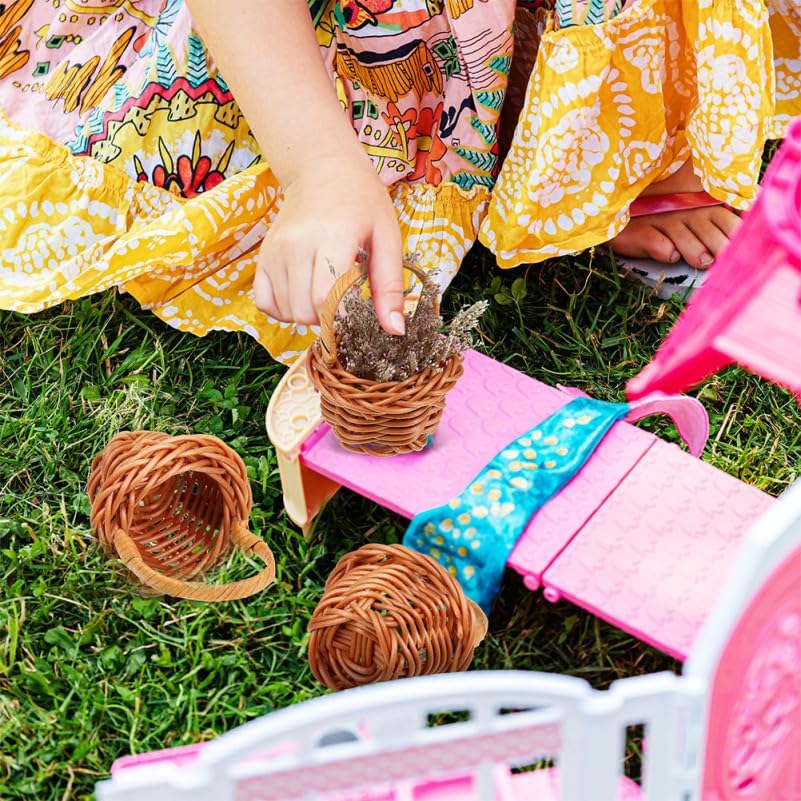 VICASKY 15pcs Woven Basket Picnic Hamper Miniature Easter Baskets Miniature Basket Easter Egg Basket Farmhouse Decor Fruit Decor Flower Basket Model Rattan Plastic Micro Scene Crafts