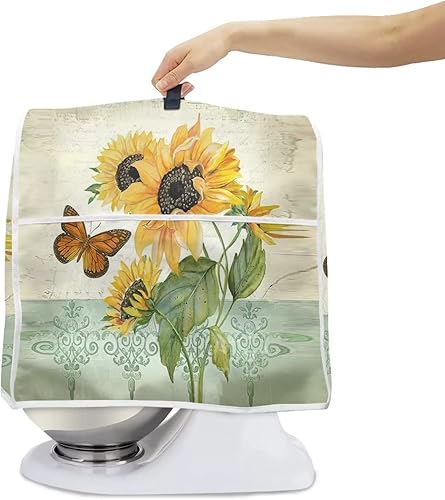 Miniatura 2 de Hinthetall Cubierta para licuadora de cocina con diseño de girasol, mariposa, tamaño pequeño, con bolsillo, lavable a máquina, accesorios para