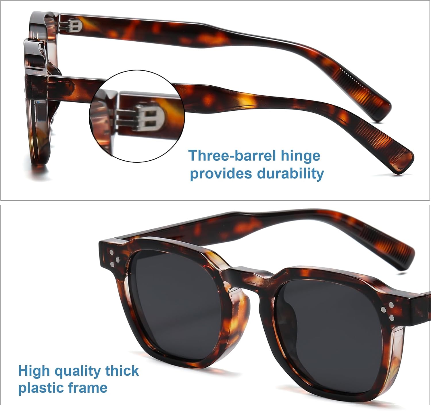 Gleyemor Fashion Square Sunglasses for Men Women Trendy Retro Sunglasses UV400 Protection Shades - Image 4