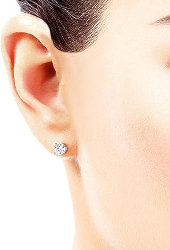 Vista 7 de Charles & Colvard Pendientes de tuerca de corte redondo de moissanita de 0.197 in para mujer 1 cttw DEW Cultivado en laboratorio Oro blanco