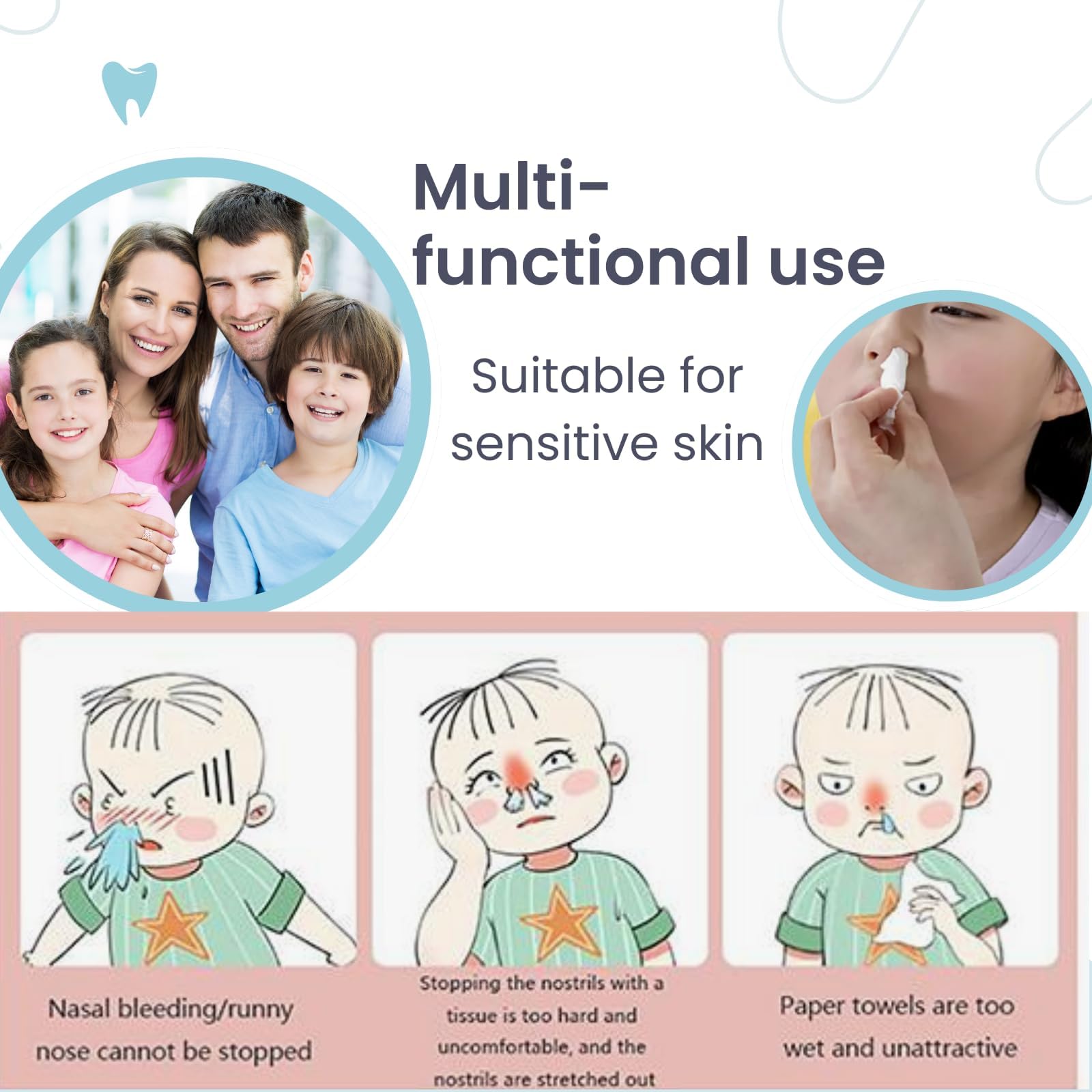 1000 rouleaux de coton dentaires en coton naturel, ultra-absorbants, emballés individuellement, idéaux pour cliniques dentaires, saignements de nez et hygiène buccale