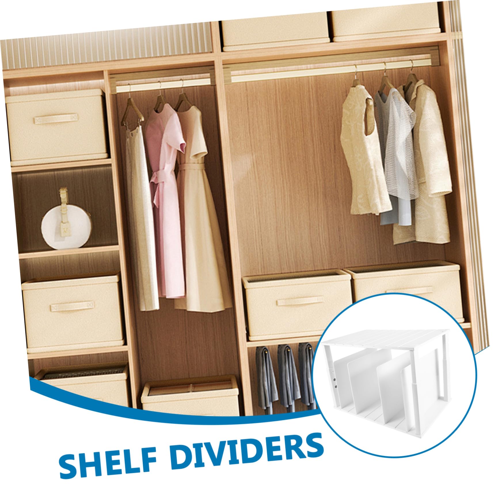 Organizador de Armario de Doble Capa Blanco 4 Separadores Abs | Divisor de Estantes Ajustable, Bordes Redondeados sin Rebabas, Base Estable Antideslizante
