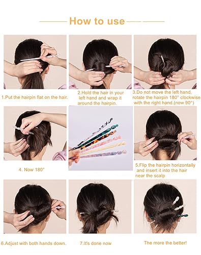 Miniatura 4 de 6 palitos de acetato para el cabello vintage de concha de tortuga con estampado de leopardo, palillos vintage para moños, pinzas para el cabello,