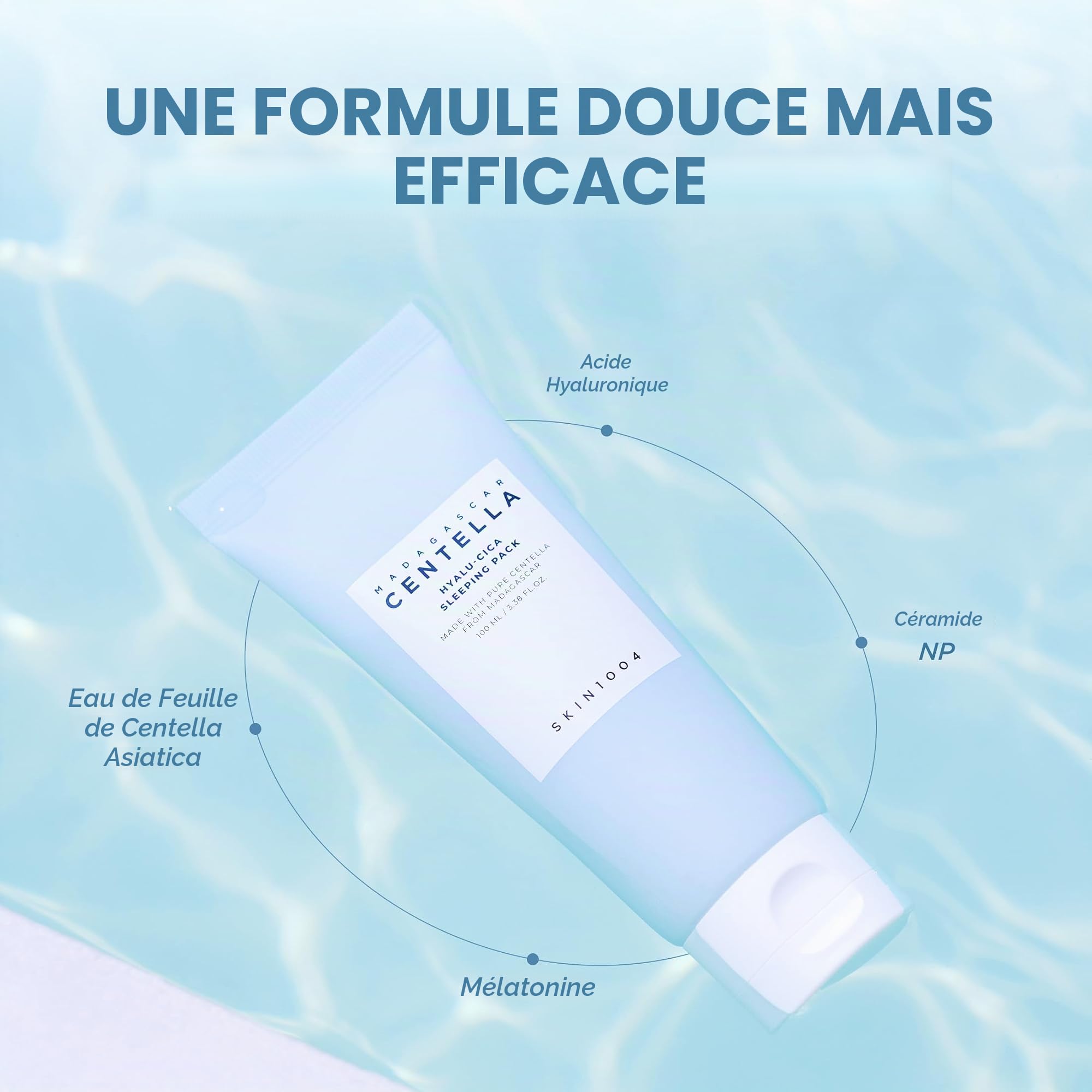 SKIN1004 SKIN 1004 Madagascar Centella Hyalu-Cica Pack de Nuit 100 ml | Masque facial de nuit coréen éclaircissant et anti-âge avec acide hyaluronique, niacinamide, Centella Asiaatica