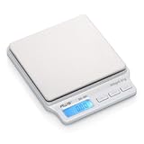 SC Series Precision Digital Kitchen Weight Scale, Food Measuring Scale, 2kg x 0.1g (Silver), AMW-SC-2KG (500g x 0.01g)