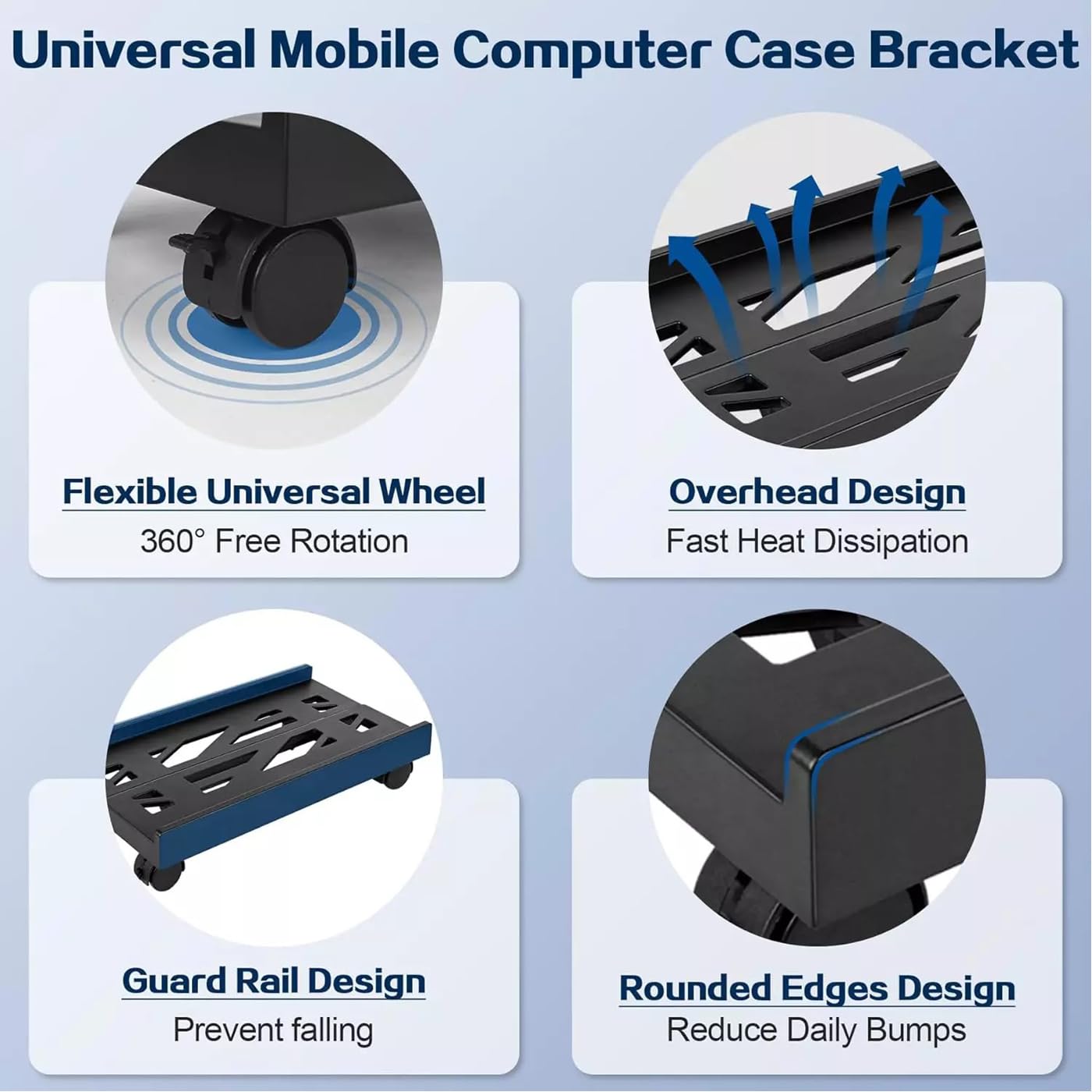 Supporto per PC sotto scrivania, supporto universale per CPU regolabile con ruote